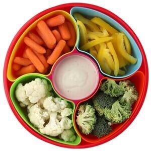 Round Serving Bowl with Cover 5-Compartment for snacks, fruits or vegetables